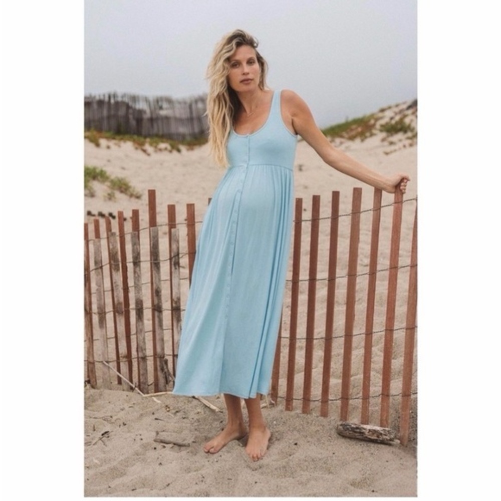Hatch maternity softest ribbed nursing tank dress wave blue 0 xs